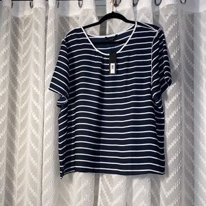 Banana Republic lightweight navy and white striped blouse, NWT